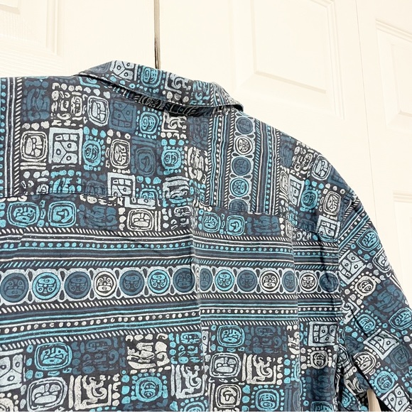 Vintage LL Bean Hawaiian Tiki Camp Shirt Button Down Short Sleeve Cotton Size XL - Picture 7 of 7